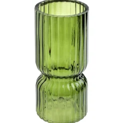 Rillet Glasvase Grøn