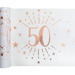 50 Års Bordløber Hvid/Rosaguld