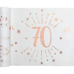 70 Års Bordløber Hvid/Rosaguld