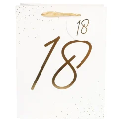 18 Års Gavepose Hvid/Guld