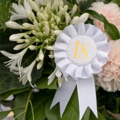 18 Års Rosette Hvid/Guld