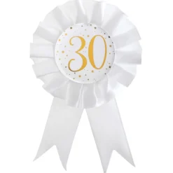 30 Års Rosette Hvid/Guld