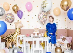 Rund Happy Birthday Blomstret Folieballon