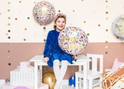 Rund Happy Birthday Blomstret Folieballon