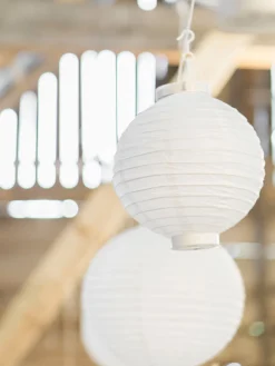Rund LED Papirs Lanterne Hvid