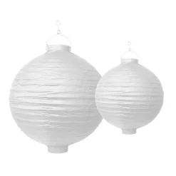 Rund LED Papirs Lanterne Hvid