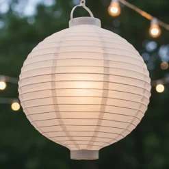 Rund LED Papirs Lanterne Hvid
