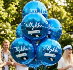 Rund Tillykke Med Huen Folieballon Blå