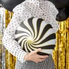 Rund Bolsje Folieballon Sort/Hvid