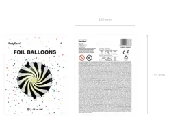 Rund Bolsje Folieballon Sort/Hvid