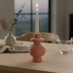 Rund Keramik Lysestage Terracotta