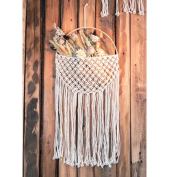 Rund Macrame Vægdekoration Hvid