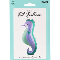 Søhest Folieballon Lilla/Grøn