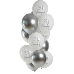 Sølvbryllup Latexballoner Sølv/Hvid