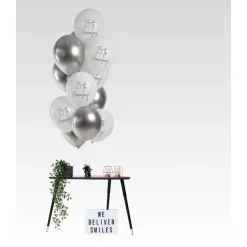 Sølvbryllup Latexballoner Sølv/Hvid
