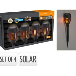 Solcellefakkel Med Flammeeffekt Sort