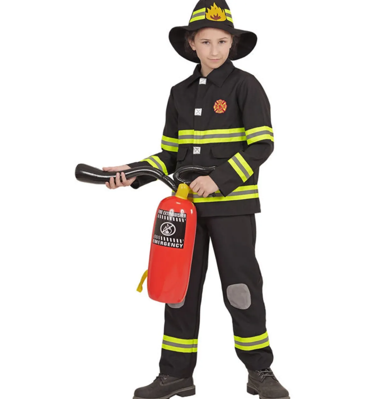 Sort Brandmand Børnekostume