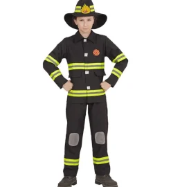 Sort Brandmand Børnekostume