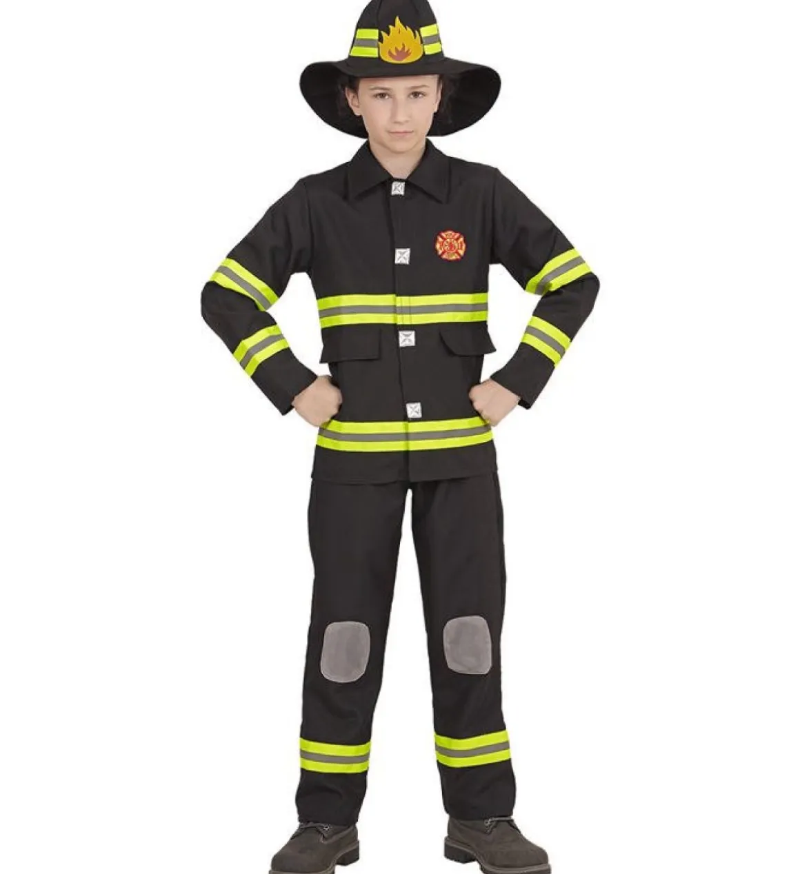 Sort Brandmand Børnekostume
