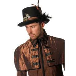 Steampunk Tophat Med Fjer Sort