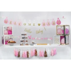 Stork Babyshower Guirlande Lyserød