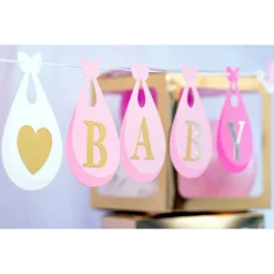 Stork Babyshower Guirlande Lyserød