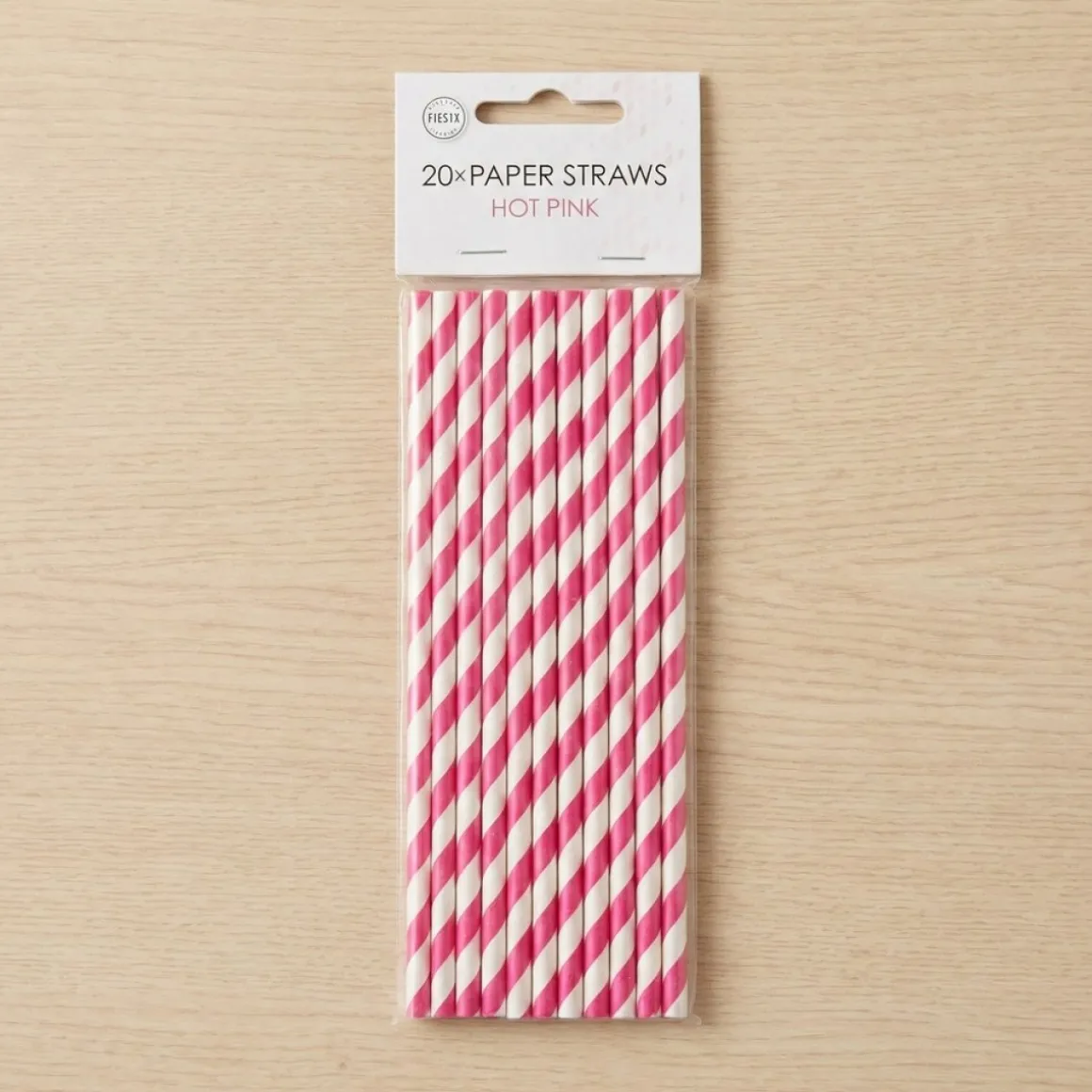 Stribede Papirsugerør Pink
