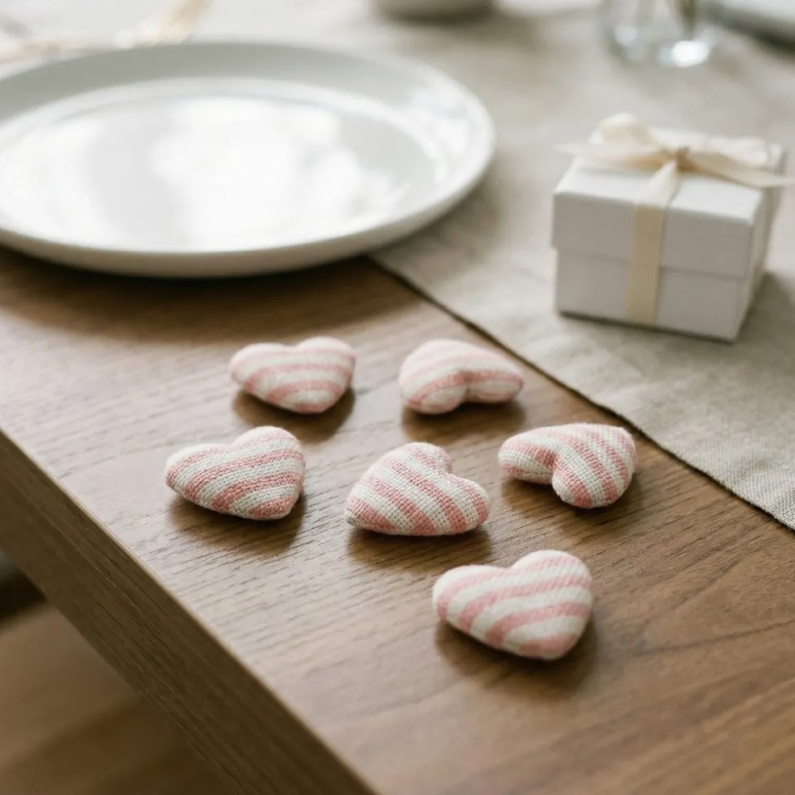 Stribede Hjerte Konfetti Pastelrosa