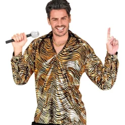 Stribet Disco Fever Skjorte Guld