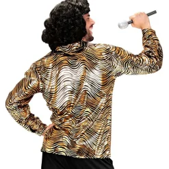Stribet Disco Fever Skjorte Guld
