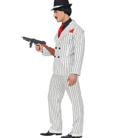 Stribet Gangster Kostume Sort/Hvid