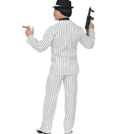 Stribet Gangster Kostume Sort/Hvid