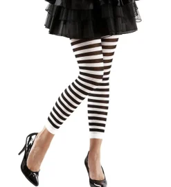 Stribet Leggings Sort/Hvid
