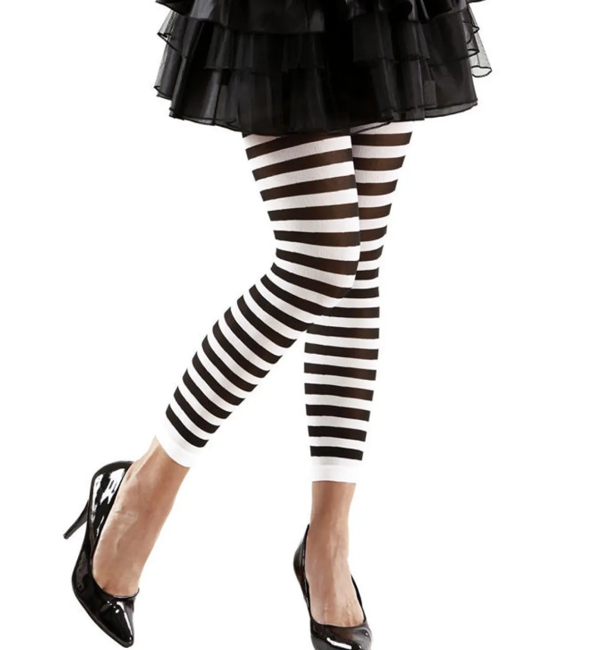 Stribet Leggings Sort/Hvid