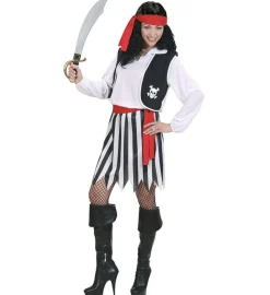 Stribet Sørøver Dame Kostume