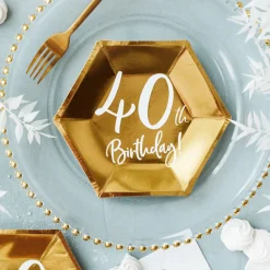 40th Birthday Paptallerkener Guld