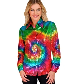 Tie Dye Pailletskjorte Regnbue