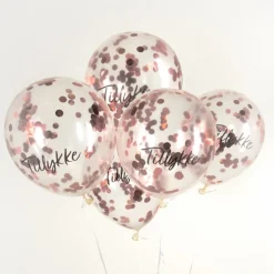Tillykke Konfetti Balloner Rosaguld