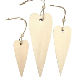 Træ Hjerteophæng Beige