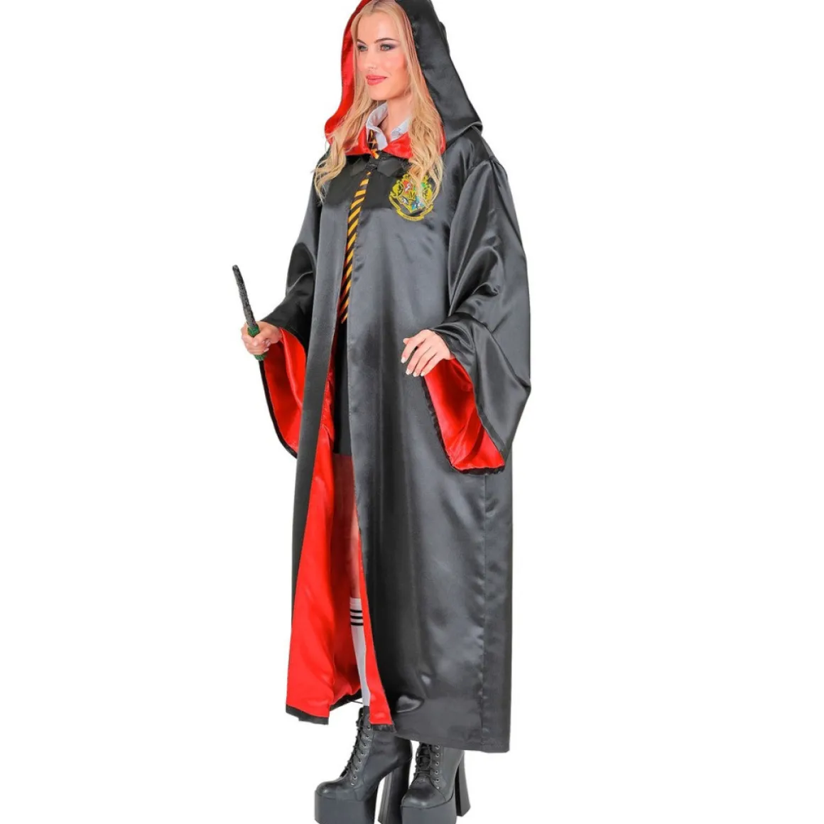Troldmandskåbe Kostume Sort/Rød