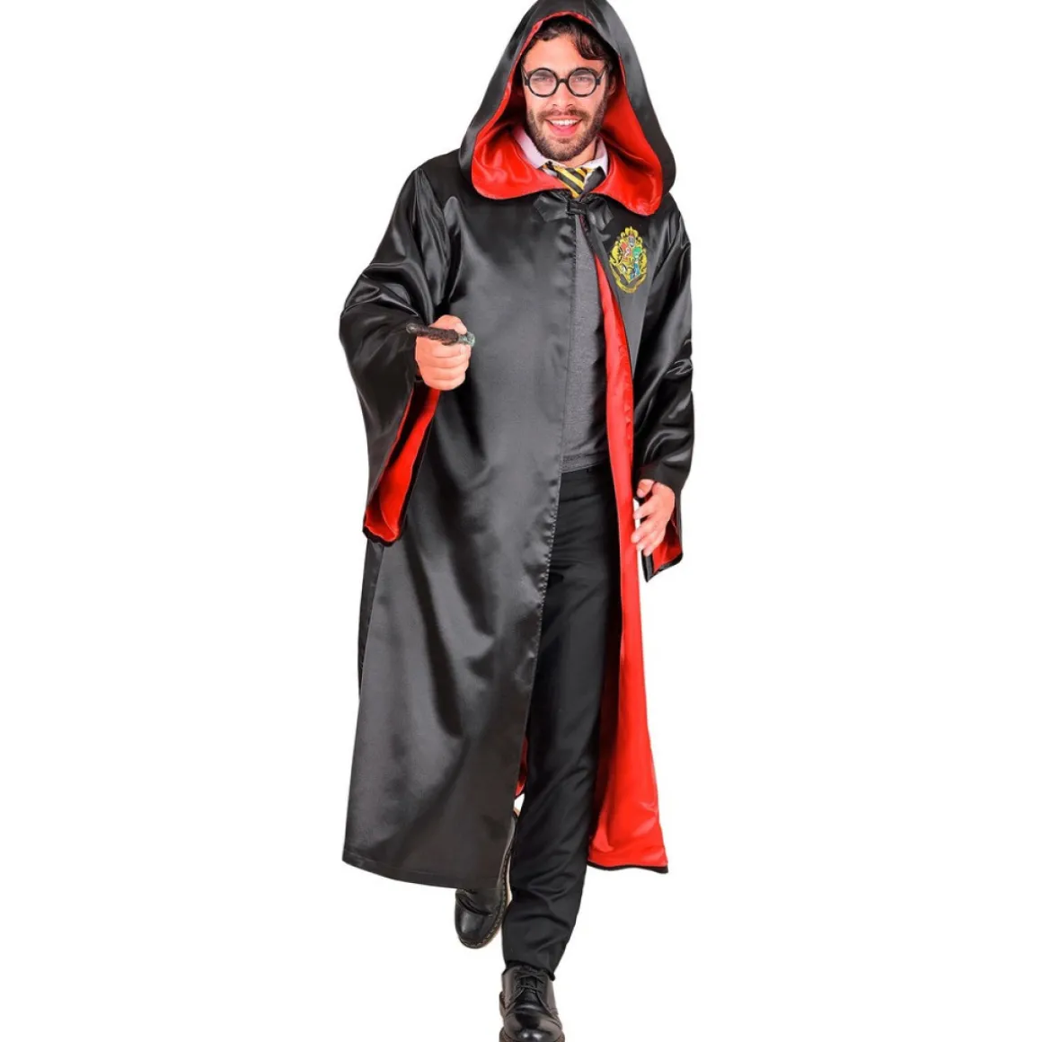 Troldmandskåbe Kostume Sort/Rød