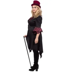 Vampyr Frakke Dame Kostume Sort/Rød