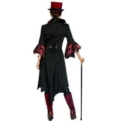 Vampyr Frakke Dame Kostume Sort/Rød