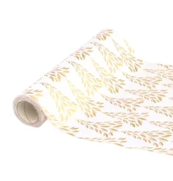 Velour Bladmotiv Bordløber Guld