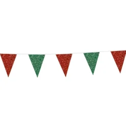 Vimpel Flagguirlande Glitter Grøn/Rød