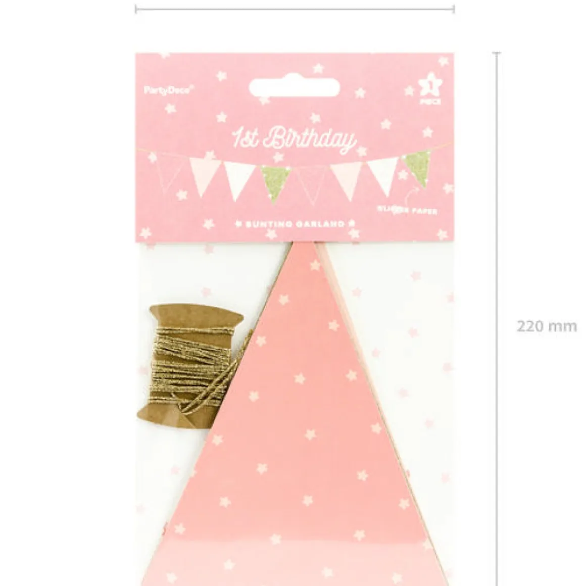 Vimpelguirlande Lyserød/Glitter Guld