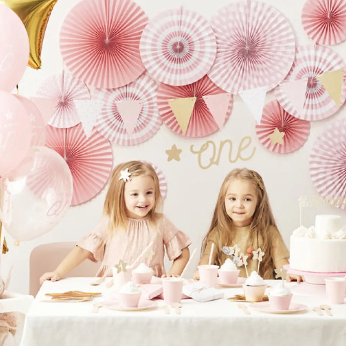 Vimpelguirlande Lyserød/Glitter Guld