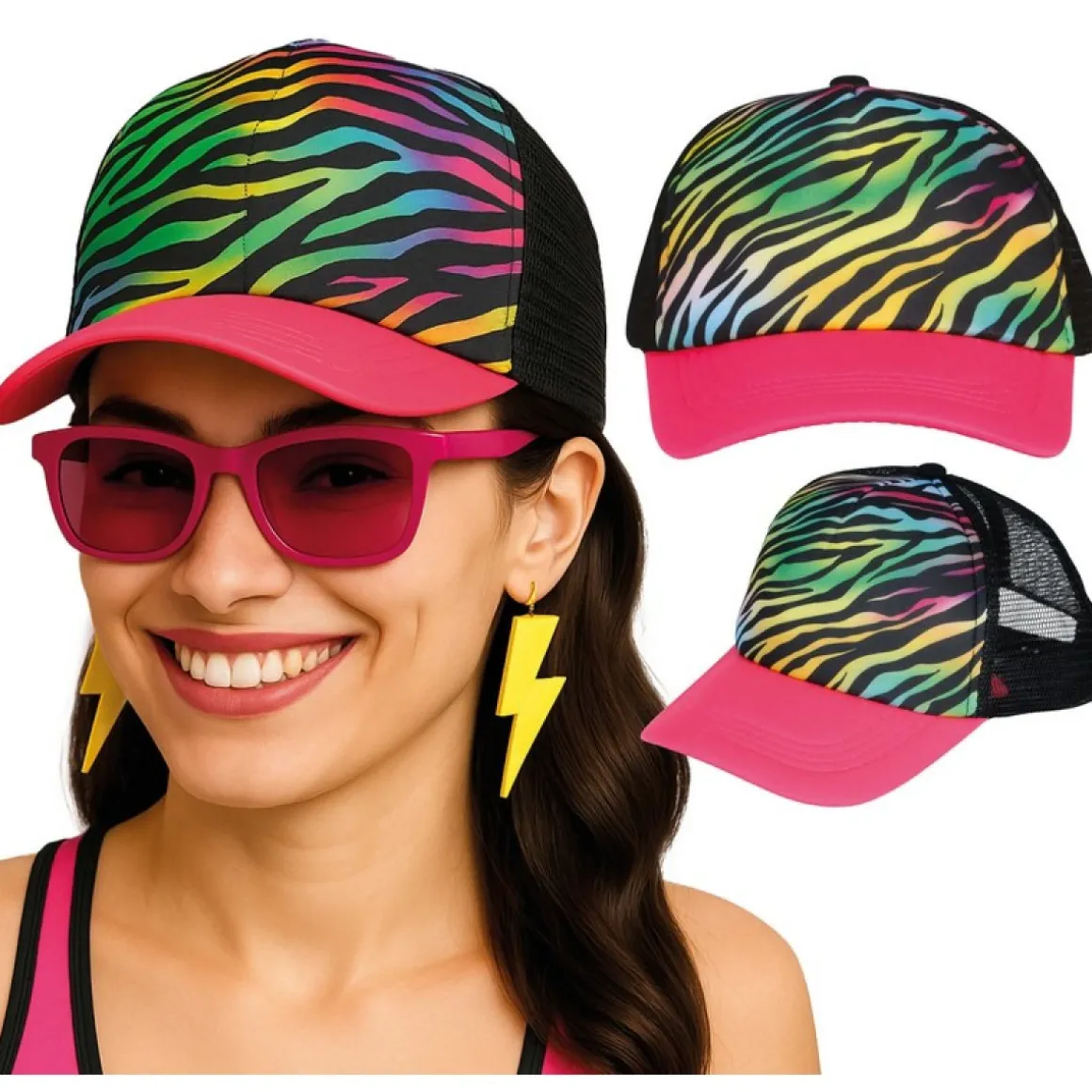 Zebra Kasket Pink/Regnbue