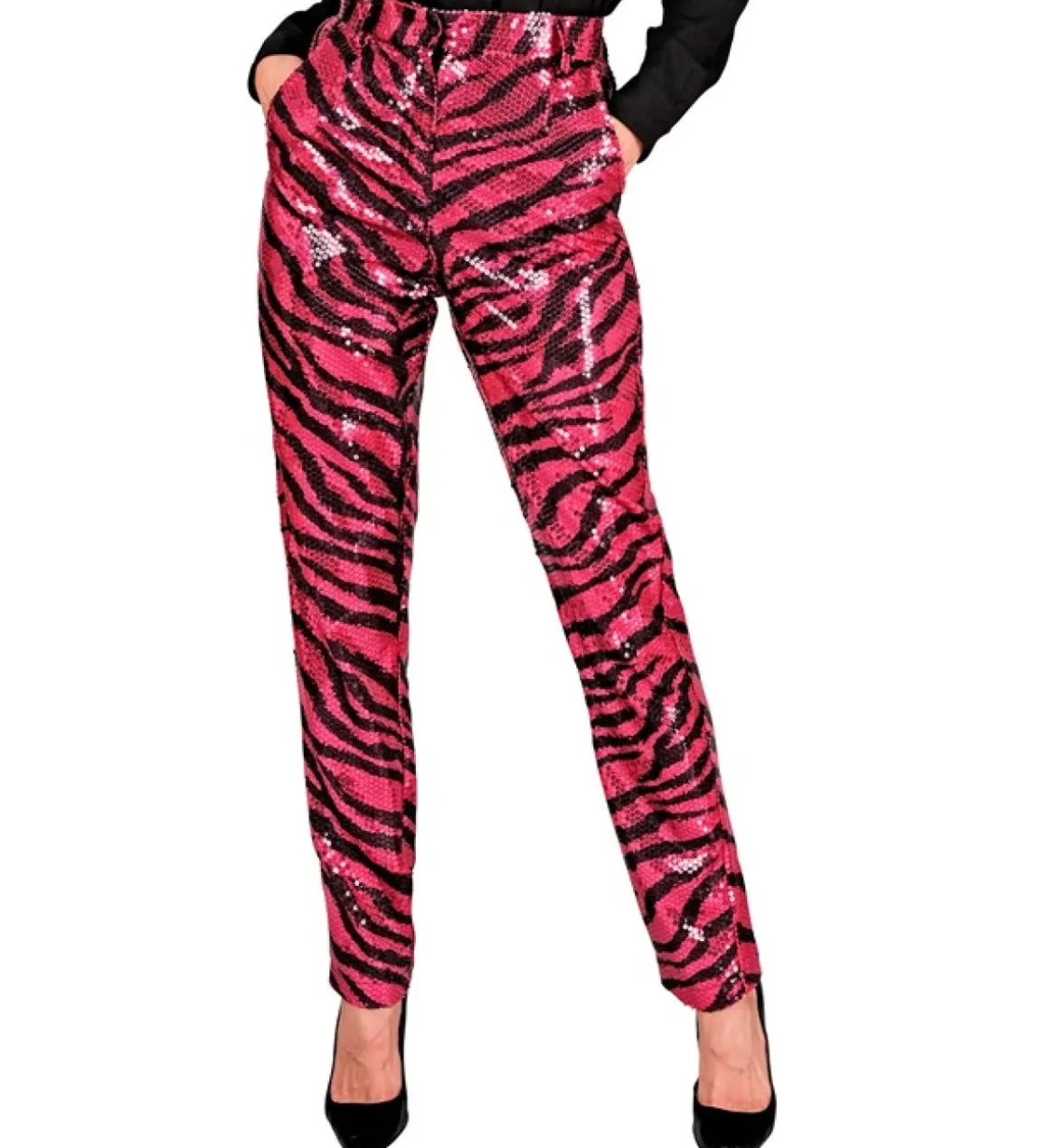 Zebrastribede Pailletbukser Pink