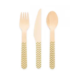 Zigzag Bestik Træ/Guld
